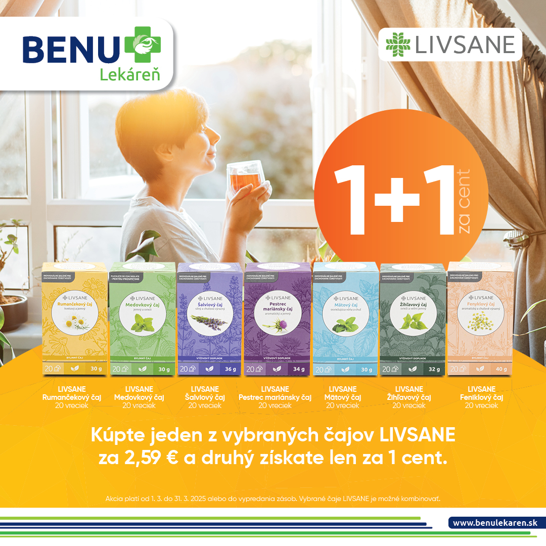 Marcová akcia v BENU Lekárni: LIVSANE Čaje 1+1 za 1 cent!